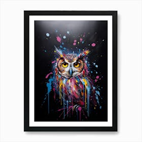 Paint Splatter Owl 1 Art Print