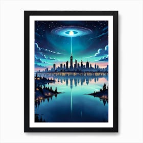 Out of this World - Magical Nighttime Skyline Art Print