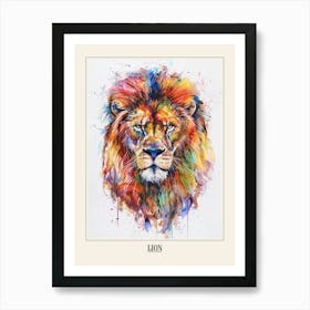 Lion Colourful Watercolour 1 Poster Art Print