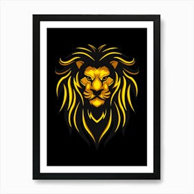 Golden Lion Head Art Print