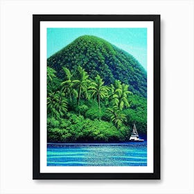 Cocos Island Costa Rica Pointillism Style Tropical Destination Art Print