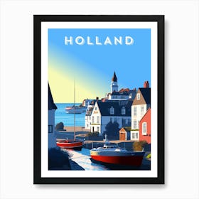 Amsterdam, Netherlands/Holland — Retro travel minimalist poster 1 Art Print