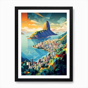 Rio De Janeiro, Brazil, Geometric Illustration 3 Art Print