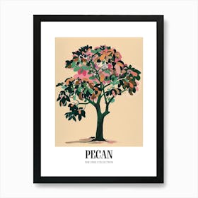 Pecan Tree Colourful Illustration 3 Poster Art Print