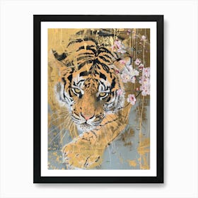 Tiger With Cherry Blossoms 1 Art Print