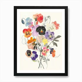 Wild Pansy 3 Collage Flower Bouquet Art Print