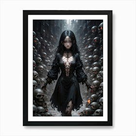 Sexy Scary witch poster with skulls #4 Art Print