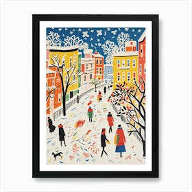 Winter Snow London Snow Illustration 4 Art Print