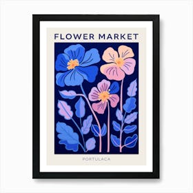 Blue Flower Market Poster Portulaca 3 Art Print
