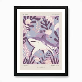 Purple Blacktip Reef Shark Illustration 2 Poster Art Print