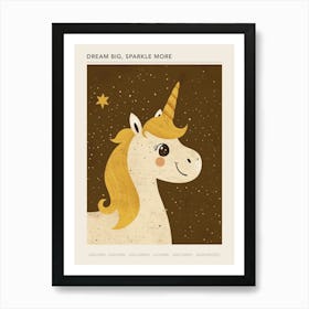 Cute Starry Unicorn Muted Pastels 1 Poster Art Print