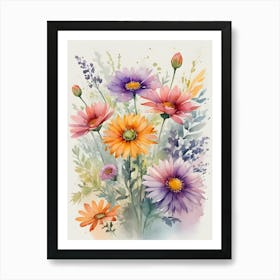 Watercolor Flowers 1 Art Print