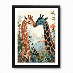 Giraffes In Love Modern Illustration 4 Art Print