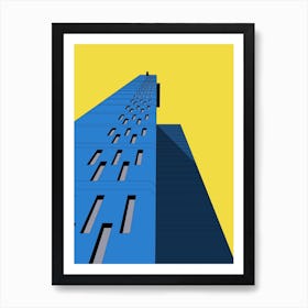 Balfron Tower, Yellow and Blue Art Print