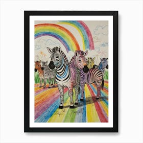 Rainbow Zebras 5 Art Print