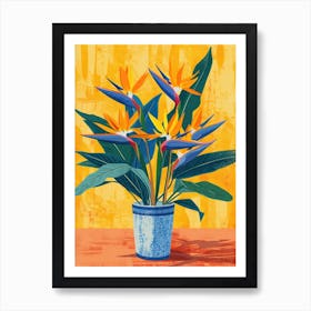 Bird Of Paradise Flowers On A Table   Contemporary Illustration 1 Art Print