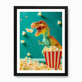 Toy Dinosaur Eating Popcorn 2 Art Print