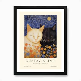 Gustav Klimt Flower 2 Sleeping Cats Art Print