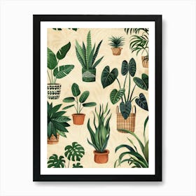 Green Plants In Pots Art Print