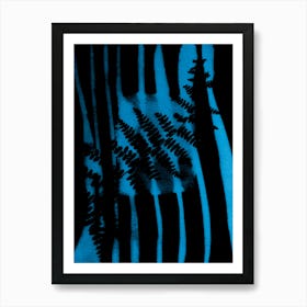 Abstract Blue Ferns 2 Art Print