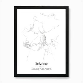 Snizhne,Ukraine Minimalist Map Art Print