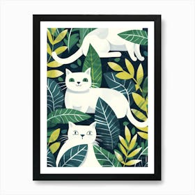 White Cats In The Jungle Art Print