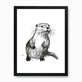 B&W Otter Art Print