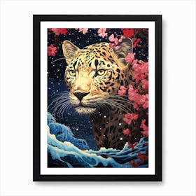 Leopard In The Night Sky Poster