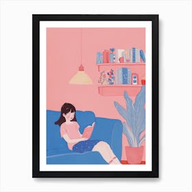 Girl Reading A Book Lo Fi Kawaii Illustration 9 Art Print