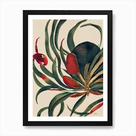 Red Jamaican Crab Vintage Graphic Watercolour Art Print