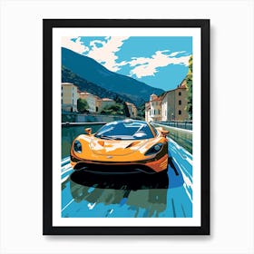 A Mclaren F1 Car In The Lake Como Italy Illustration 3 Art Print