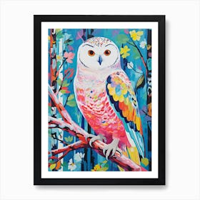Colourful Bird Painting Snowy Owl 3 Art Print
