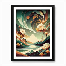 Lotus Flower Painting Art Print