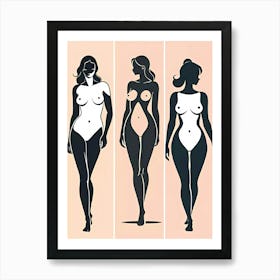 Evolving Silhouettes: A triad of nude feminine forms Art Print