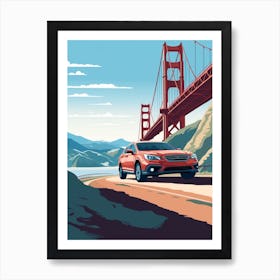 A Subaru Outback In The Pacific Coast Highway Car Illustration 3 Art Print
