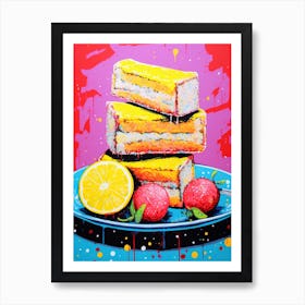 Retro Pop Art Inspired Lemon Drizzle Cake Art Print
