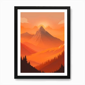 Misty Mountains Vertical Composition In Orange Tone 127 Art Print
