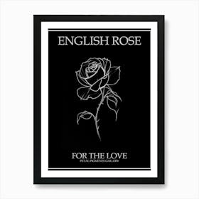 English Rose Black And White Line Drawing 38 Poster Inverted Art Print