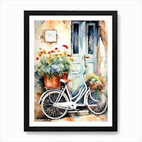Bicycle With Basket of Flowers Art Print