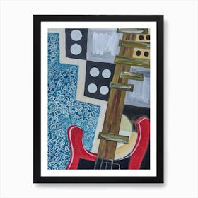 Living Room Wall Art, Rickenbacker, Bass Guitar Abstract Art Print