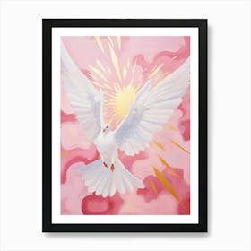 Pink Ethereal Bird Painting Dove 3 Art Print