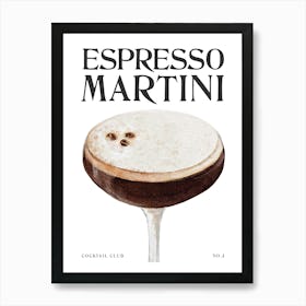 Watercolour Espresso Martini Art Print