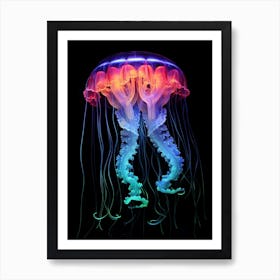 Upside Down Jellyfish Neon Illustration 2 Art Print