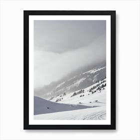 Arabba, Italy Black And White Skiing Poster Art Print