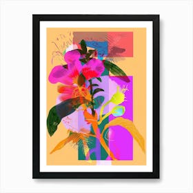 Portulaca 3 Neon Flower Collage Art Print