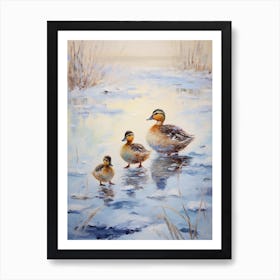Icy Ducklings Brushstrokes 1 Art Print
