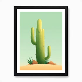 Saguaro Pear Cactus Illustration 1 Art Print