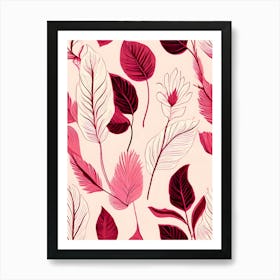 Pink Leaves Seamless Pattern Art Print