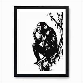 Thinker Monkey Graffiti Drip Illustration 4 Art Print