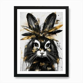 Black And Gold Bunny Art Print